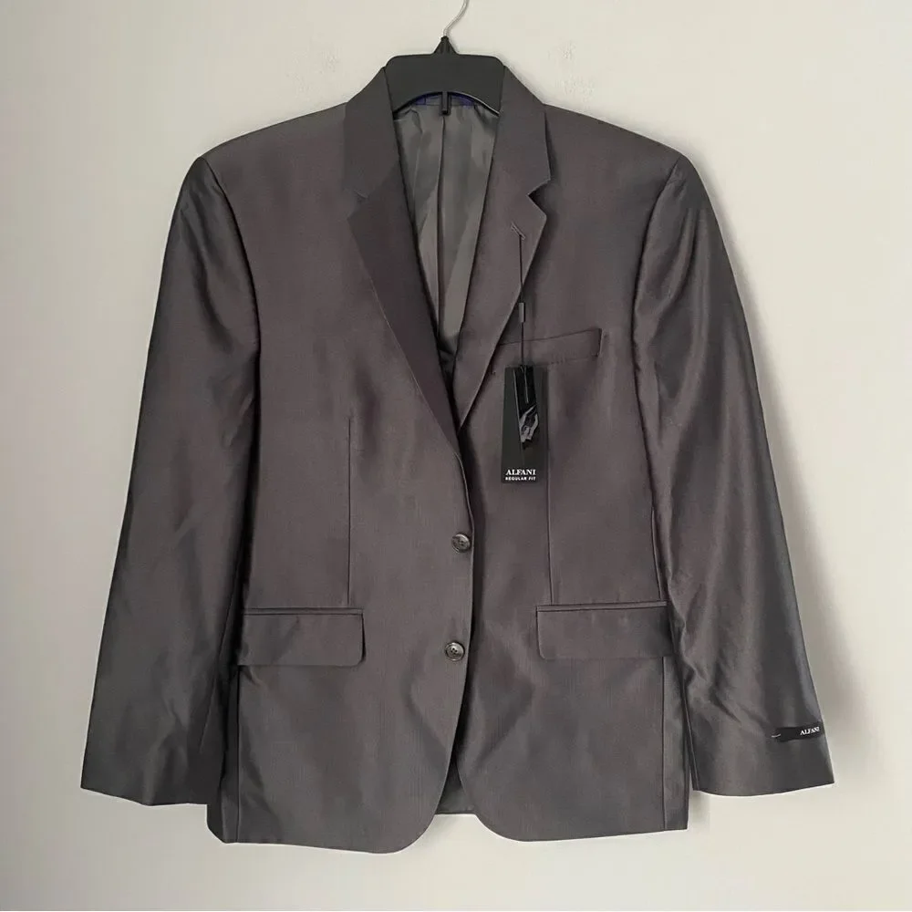 Alfani Men’s Regular Fit Shiny Gray Suit Separate Jacket 38S